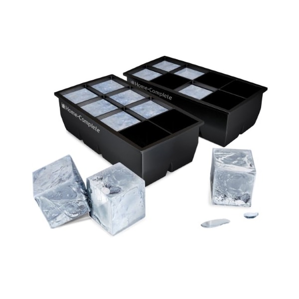Set Of 2 Ice Cube Molds Silicone Trays Makes 8, 2x 2, BPA-Free, Flexible Chill Water, Large